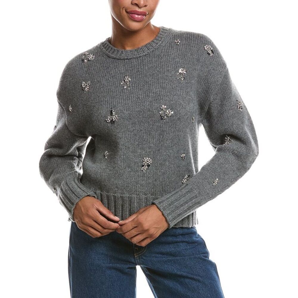Simkhai Womens Coraline Crewneck Wool & Cashmere-Blend Sweater, Gray
